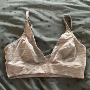 Grey striped silky sports bra